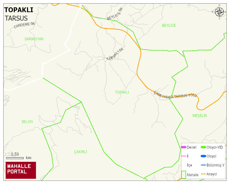 TOPAKLI Mahallesi Haritası | Mahalle ve Köy Sınırı
