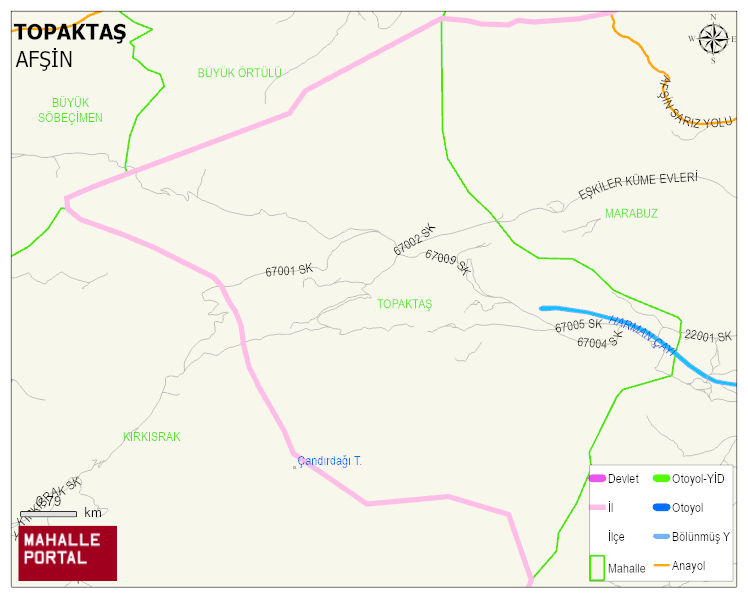 TOPAKTAŞ Mahallesi Haritası | Yükselti ve Doğa Özellikleri