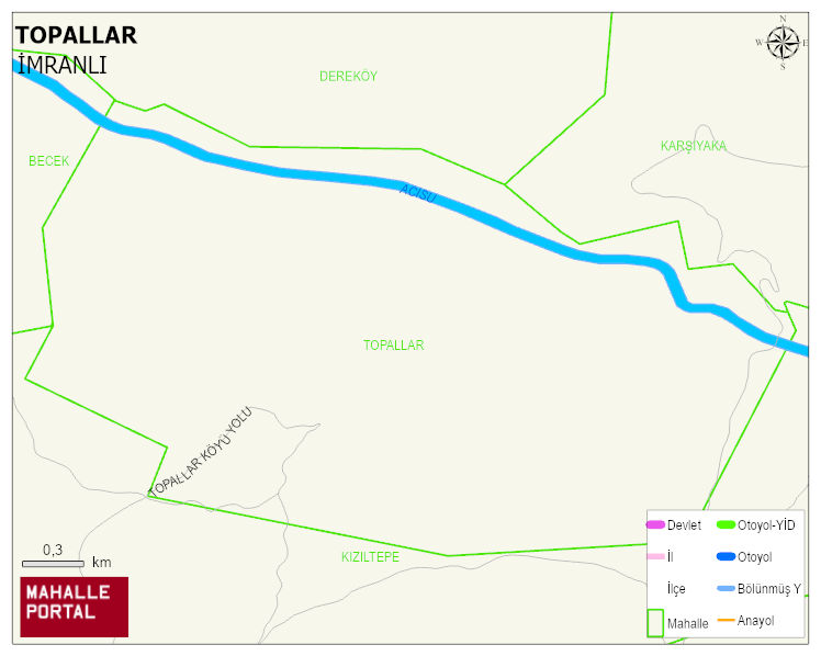 TOPALLAR Köyü Haritası | Yükselti ve Doğa Özellikleri