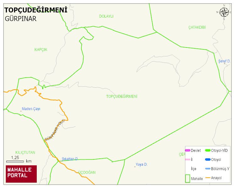 TOPÇUDEĞİRMENİ Mahallesi Haritası | Detaylı Köy ve Mahalle Görünümü