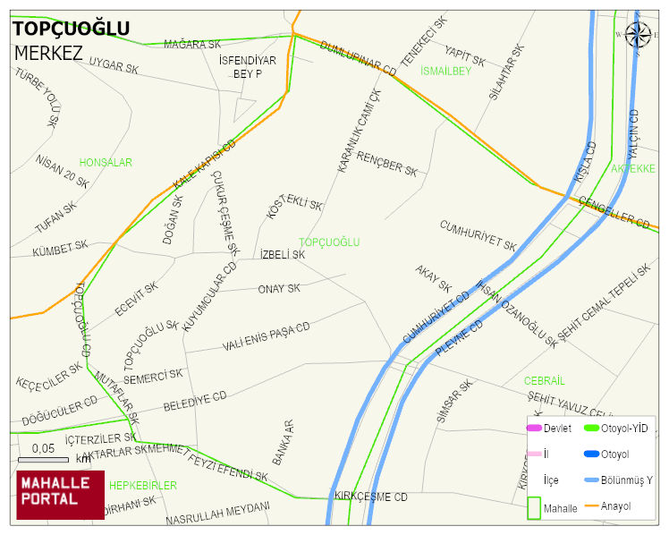 TOPÇUOĞLU Mahallesi Haritası | Dağlar, Ovalar ve Akarsu Bilgileri