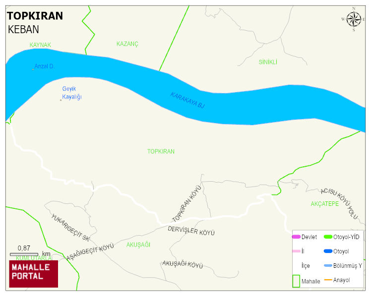 TOPKIRAN Köyü Haritası | Dağlar, Ovalar ve Akarsu Bilgileri