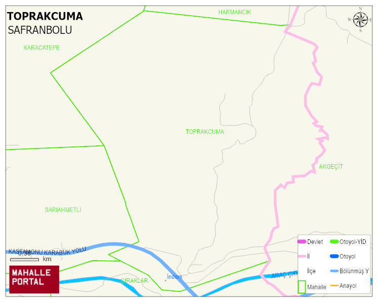 TOPRAKCUMA Köyü Haritası | İnteraktif Köy ve Mahalle Sınırları