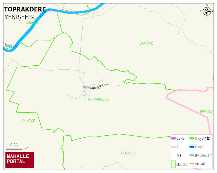 TOPRAKDERE Mahallesi Haritası | Mahalle ve Köy Sınırı