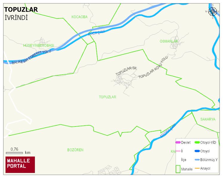 TOPUZLAR Mahallesi Haritası | Güncel Mahalle ve Köy Haritası
