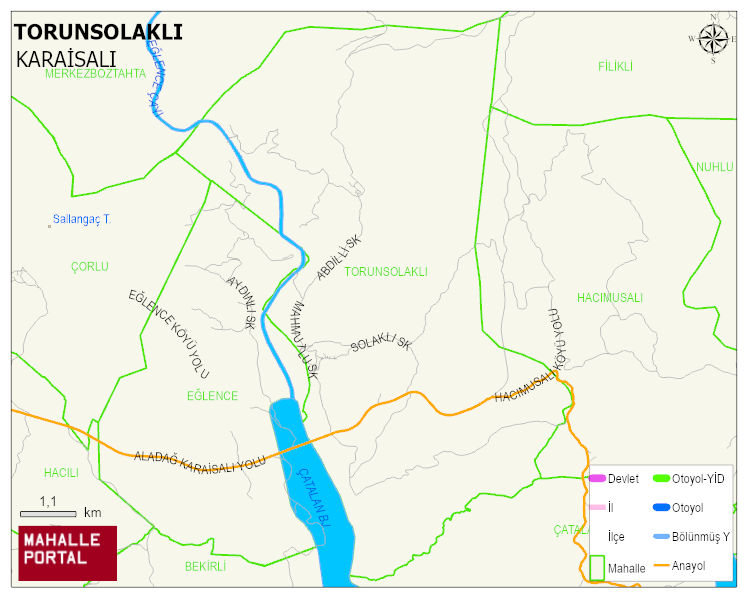 TORUNSOLAKLI Mahallesi Haritası | Yükselti ve Doğa Özellikleri