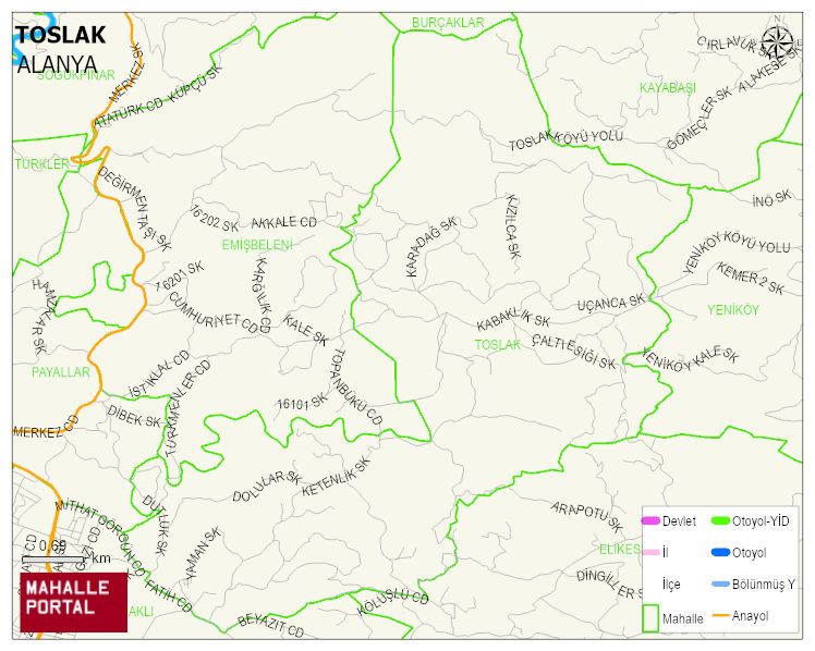 TOSLAK Mahallesi Haritası | İnteraktif Köy ve Mahalle Sınırları