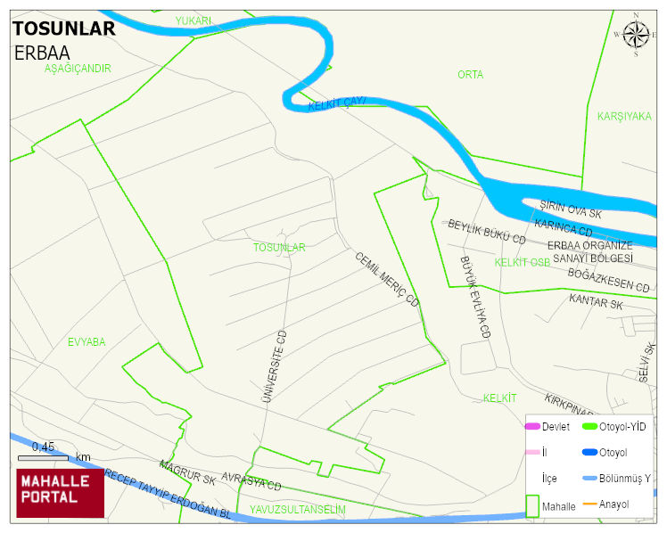 TOSUNLAR Köyü Haritası | Sayısal Bölge Görünümü