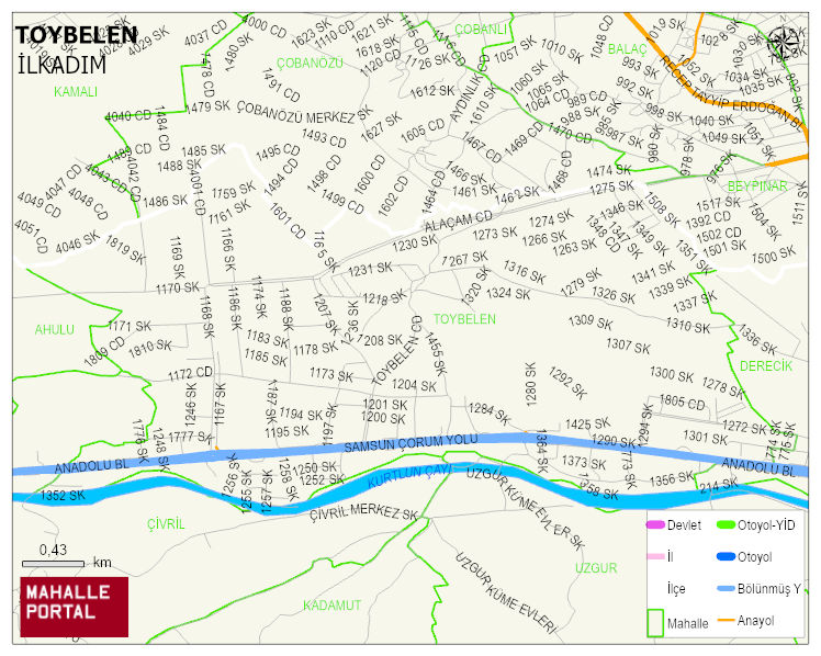 TOYBELEN Mahallesi Haritası | Yükselti ve Doğa Özellikleri