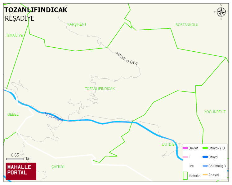 TOZANLIFINDICAK Köyü Haritası | İnteraktif Köy ve Mahalle Sınırları