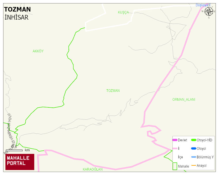 TOZMAN Köyü Haritası | Dağlar, Ovalar ve Akarsu Bilgileri