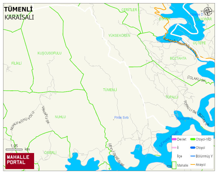 TÜMENLİ Mahallesi Haritası | Yükselti ve Doğa Özellikleri