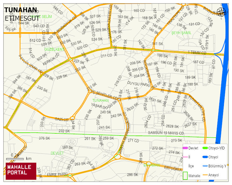 TUNAHAN Mahallesi Haritası | Mahalle ve Köy Sınırı