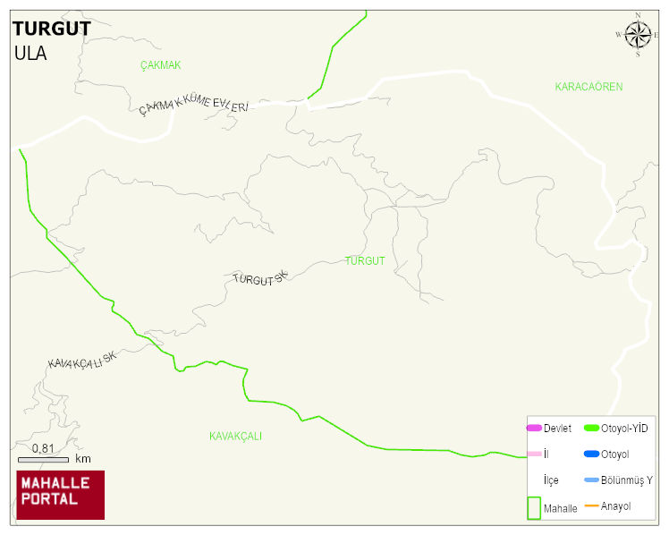 TURGUT Mahallesi Haritası | Yükselti ve Doğa Özellikleri