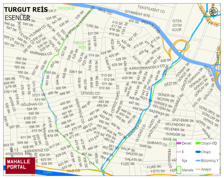 TURGUT REİS Mahallesi Haritası | Mahalle Sokak Haritası