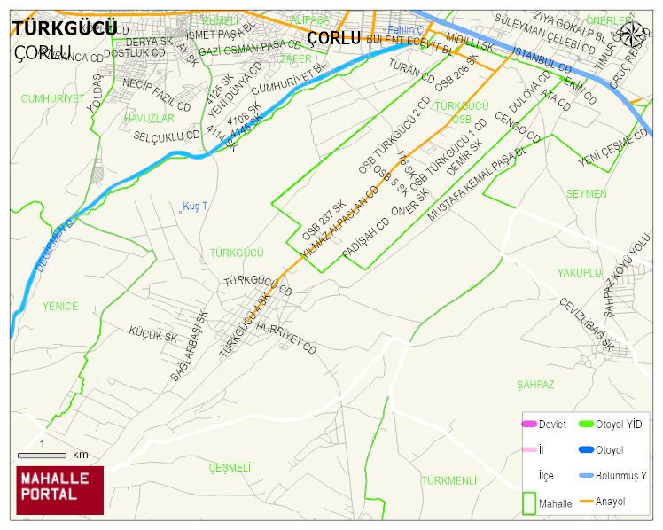 TÜRKGÜCÜ Mahallesi Haritası | Dağlar, Ovalar ve Akarsu Bilgileri