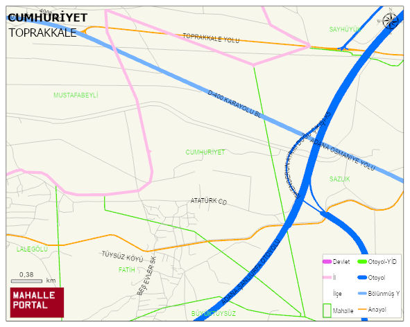 TÜRKMEN BELDESİ CUMHURİYET Mahallesi Haritası | Yükselti ve Doğa Özellikleri