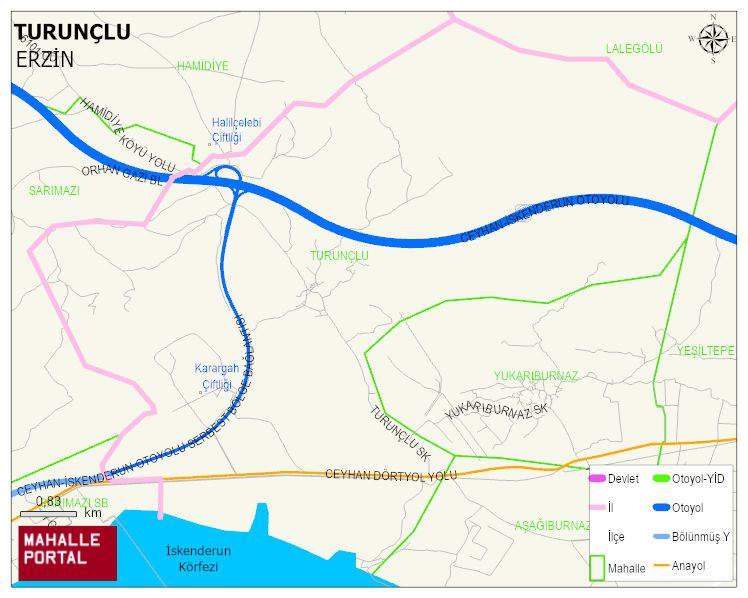TURUNÇLU Mahallesi Haritası | Yükselti ve Doğa Özellikleri