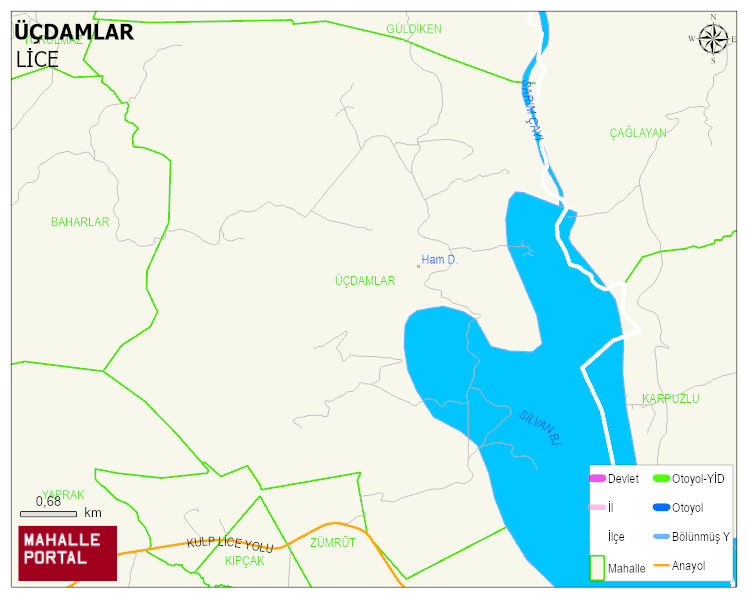 ÜÇDAMLAR Mahallesi Haritası | Mahalle ve Köy Sınırı