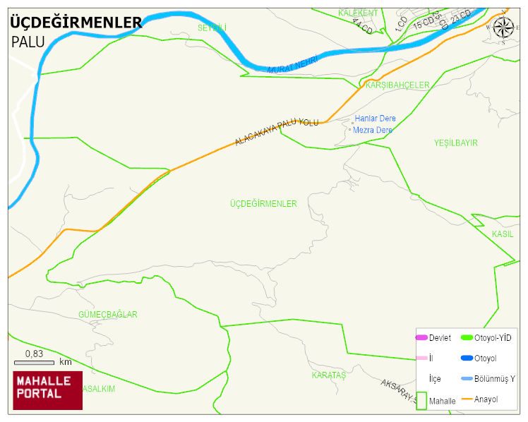 ÜÇDEĞİRMENLER Köyü Haritası | Dağlar, Ovalar ve Akarsu Bilgileri