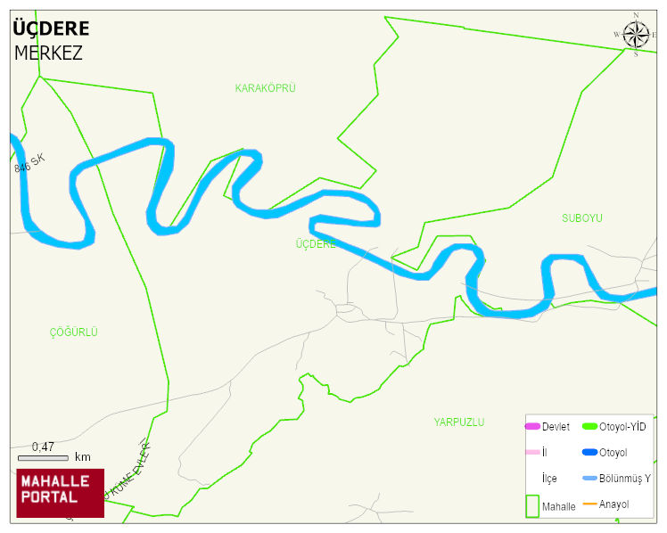 ÜÇDERE Köyü Haritası | Coğrafi Yapı ve Detaylı Haritası