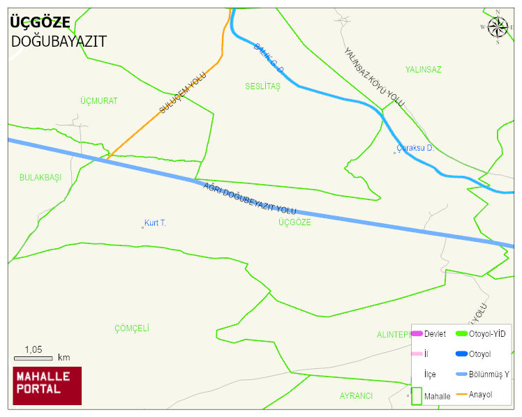 ÜÇGÖZE Köyü Haritası | Sayısal Bölge Görünümü