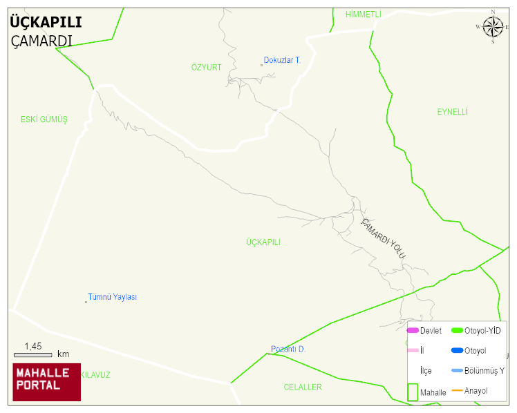 ÜÇKAPILI Köyü Haritası | Mahalle ve Köy Sınırı