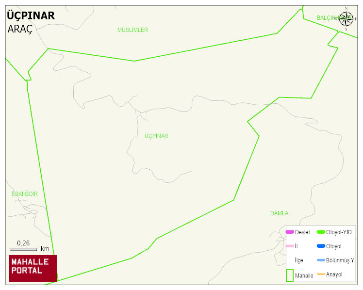 ÜÇPINAR Köyü Haritası | Dağlar, Ovalar ve Akarsu Bilgileri