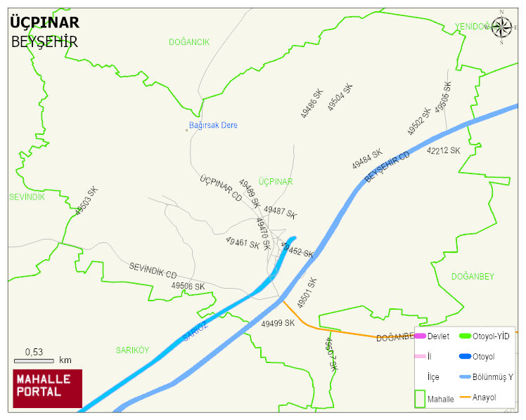 ÜÇPINAR Mahallesi Haritası | Yükselti ve Doğa Özellikleri