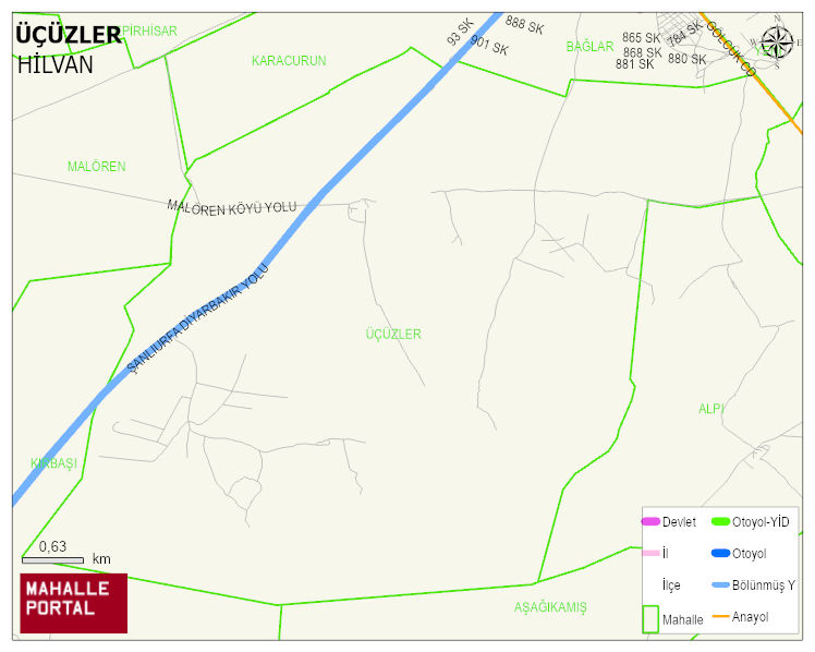 ÜÇÜZLER Mahallesi Haritası | İnteraktif Köy ve Mahalle Sınırları