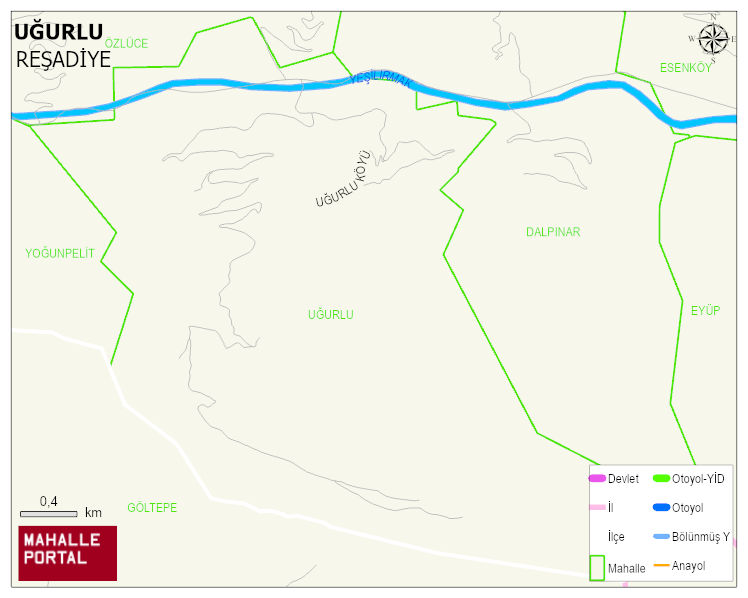 UĞURLU Köyü Haritası | Dağlar, Ovalar ve Akarsu Bilgileri