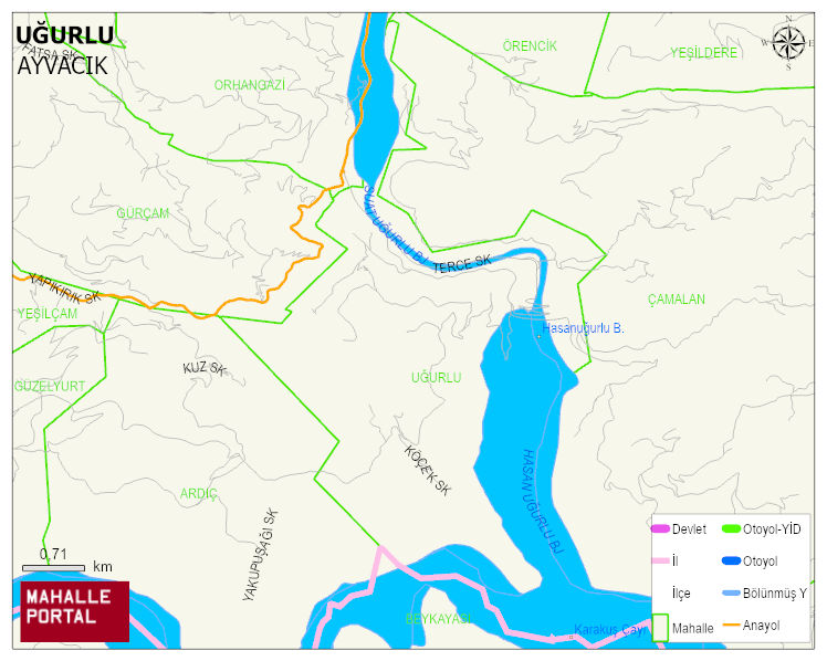 UĞURLU Mahallesi Haritası | Mahalle ve Köy Sınırı