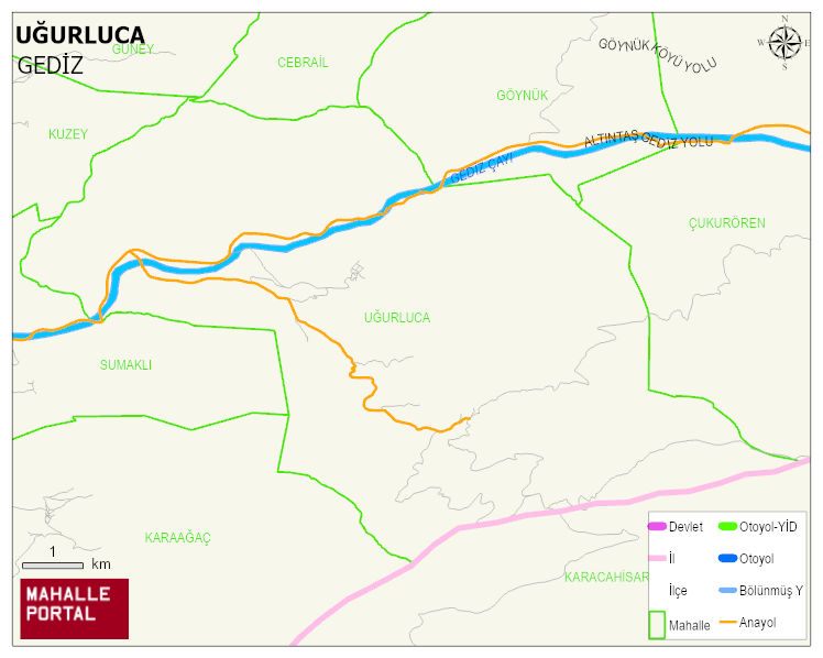 UĞURLUCA Köyü Haritası | Detaylı Köy ve Mahalle Görünümü