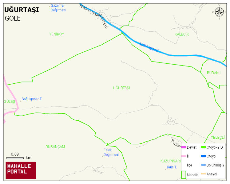 UĞURTAŞI Köyü Haritası | Mahalle ve Köy Sınırı