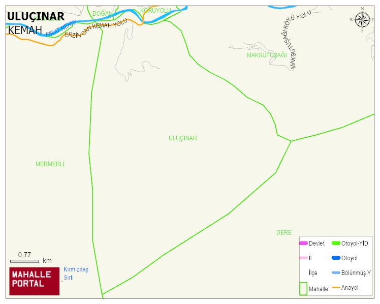 ULUÇINAR Köyü Haritası | Dağlar, Ovalar ve Akarsu Bilgileri