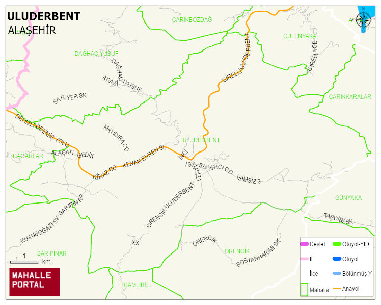 ULUDERBENT Mahallesi Haritası | Yükselti ve Doğa Özellikleri