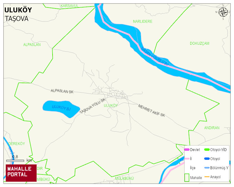 ULUKÖY Köyü Haritası | Dağlar, Ovalar ve Akarsu Bilgileri