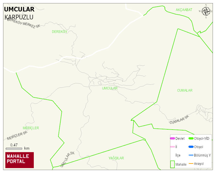 UMCULAR Mahallesi Haritası | İnteraktif Köy ve Mahalle Sınırları