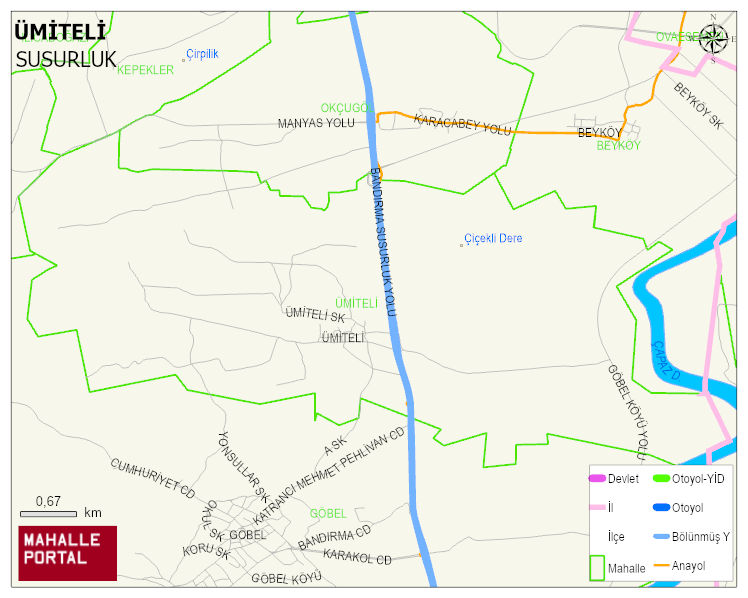ÜMİTELİ Mahallesi Haritası | Coğrafi Yapı ve Detaylı Haritası