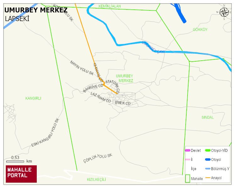 UMURBEY BELDESİ UMURBEY MERKEZ Mahallesi Haritası | Mahalle ve Köy Sınırı