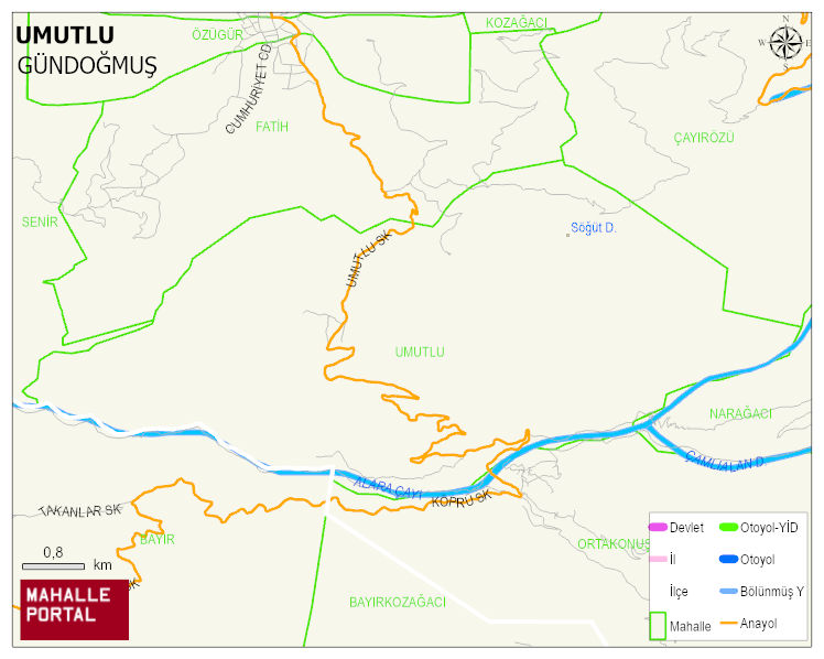 UMUTLU Mahallesi Haritası | Dağlar, Ovalar ve Akarsu Bilgileri