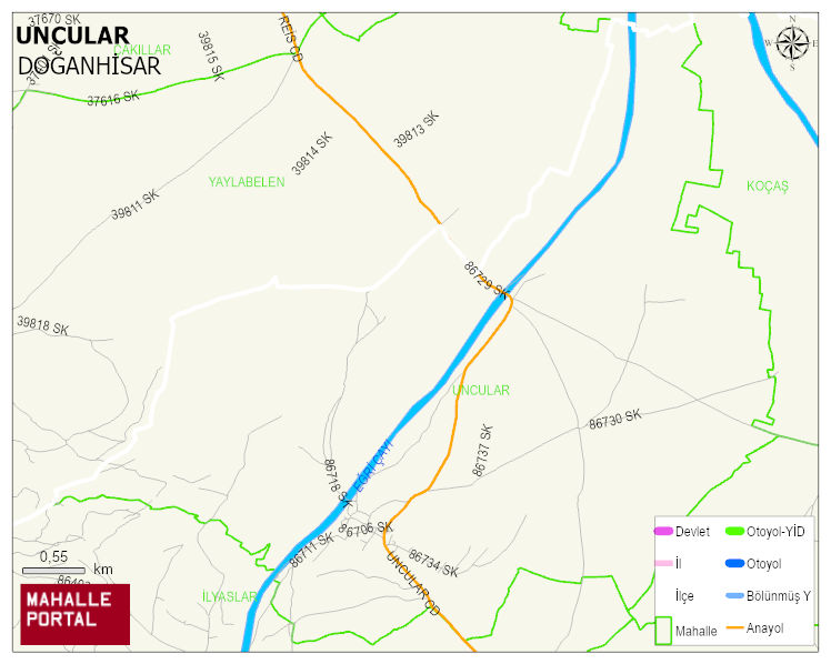 UNCULAR Mahallesi Haritası | İnteraktif Köy ve Mahalle Sınırları