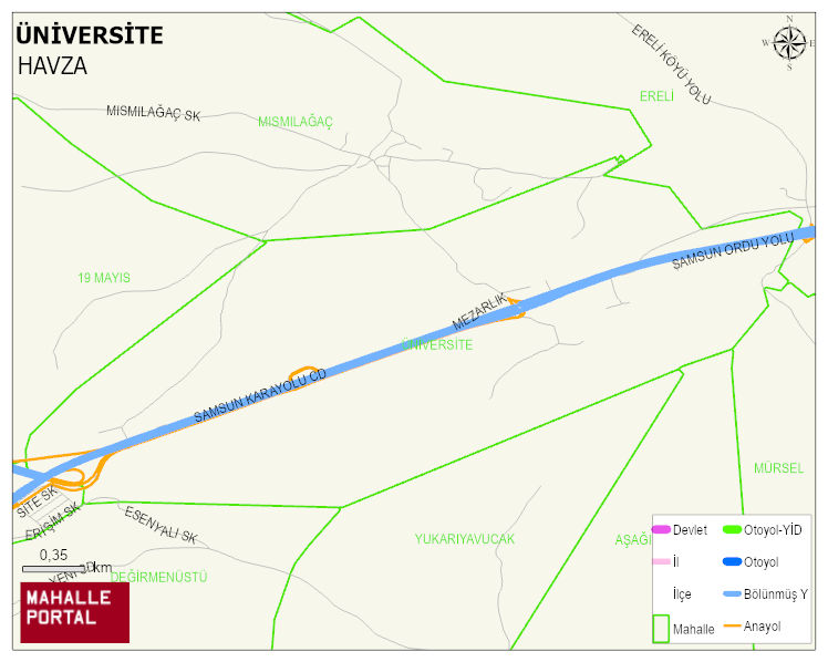 ÜNİVERSİTE Mahallesi Haritası | Yükselti ve Doğa Özellikleri