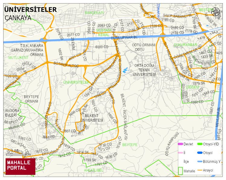 ÜNİVERSİTELER Mahallesi Haritası | Mahalle ve Köy Sınırı