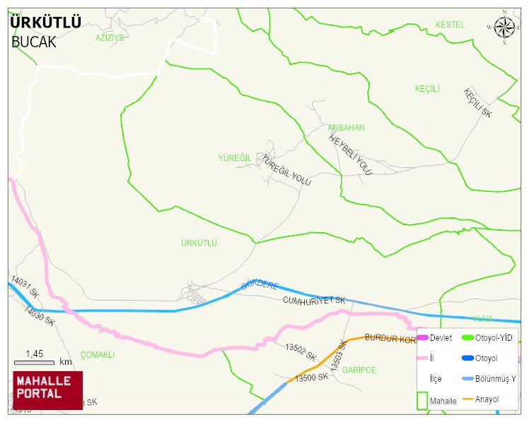 ÜRKÜTLÜ Köyü Haritası | Dağlar, Ovalar ve Akarsu Bilgileri