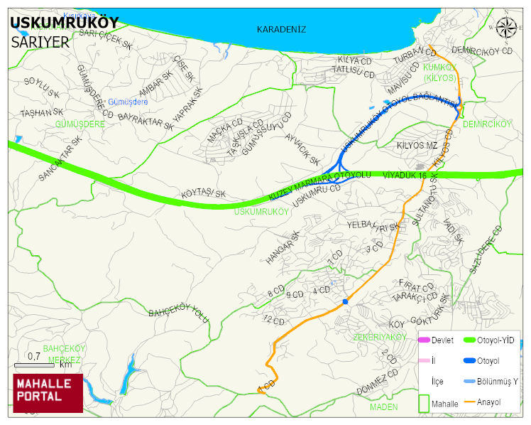 USKUMRUKÖY Mahallesi Haritası | Detaylı Köy ve Mahalle Görünümü