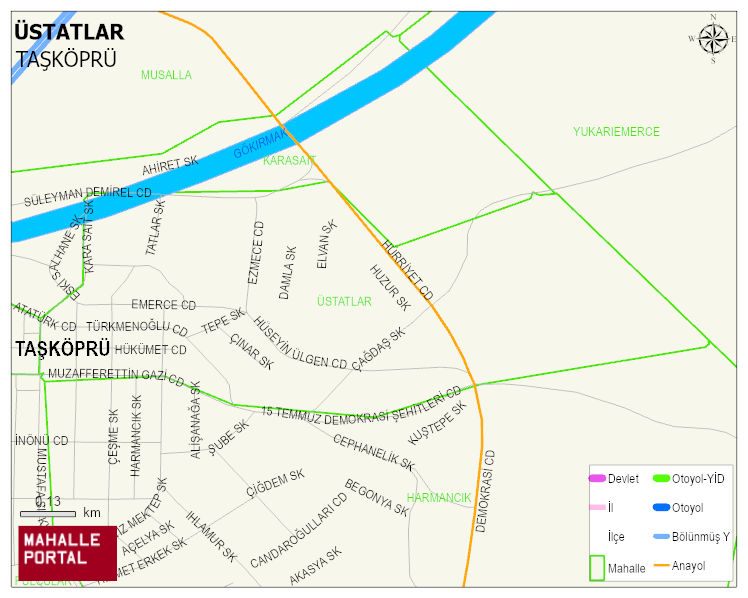 ÜSTATLAR Mahallesi Haritası | Dağlar, Ovalar ve Akarsu Bilgileri