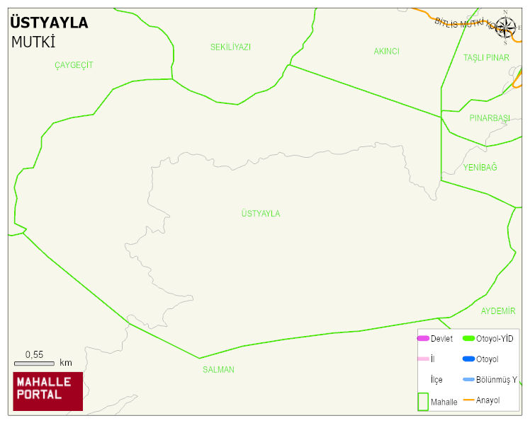 ÜSTYAYLA Köyü Haritası | İnteraktif Köy ve Mahalle Sınırları