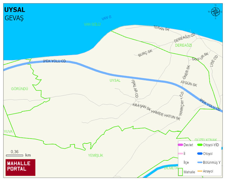 UYSAL Mahallesi Haritası | Dağlar, Ovalar ve Akarsu Bilgileri