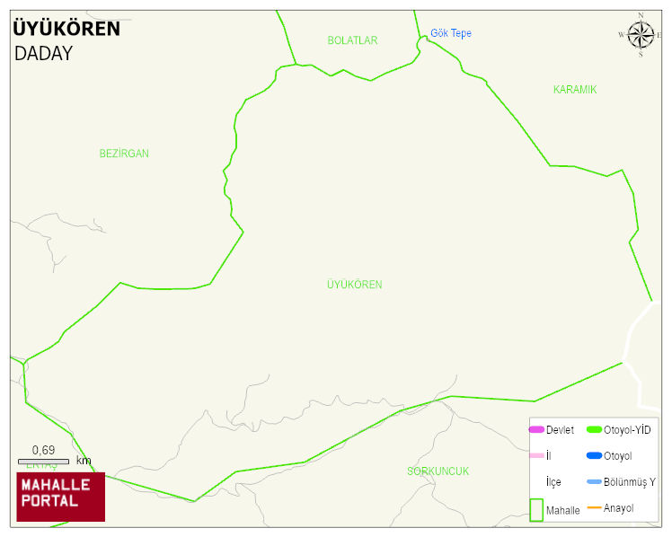 ÜYÜKÖREN Köyü Haritası | Coğrafi Yapı ve Detaylı Haritası